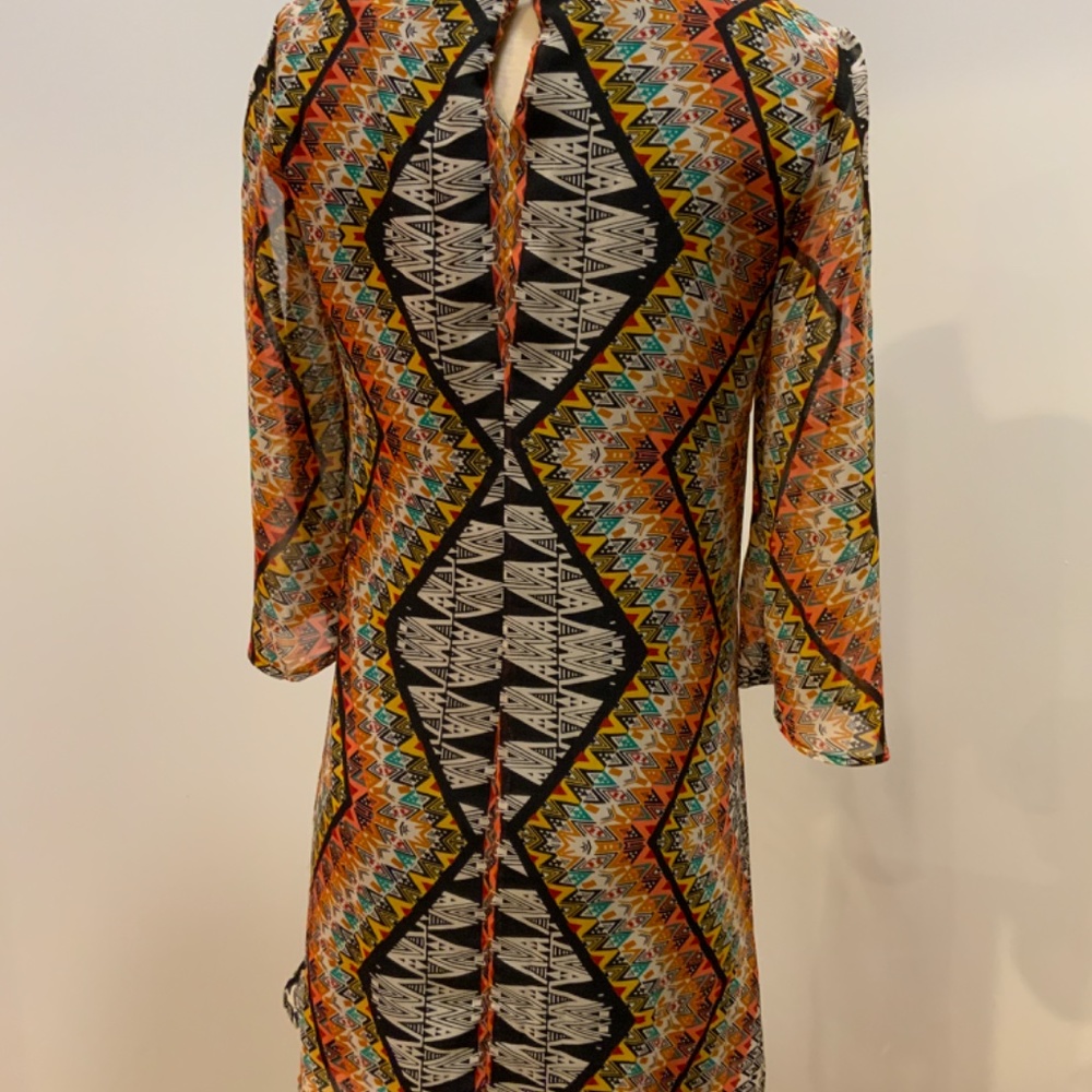 Multi Color Aztec Print Shift Dress - Picture 2 of 5